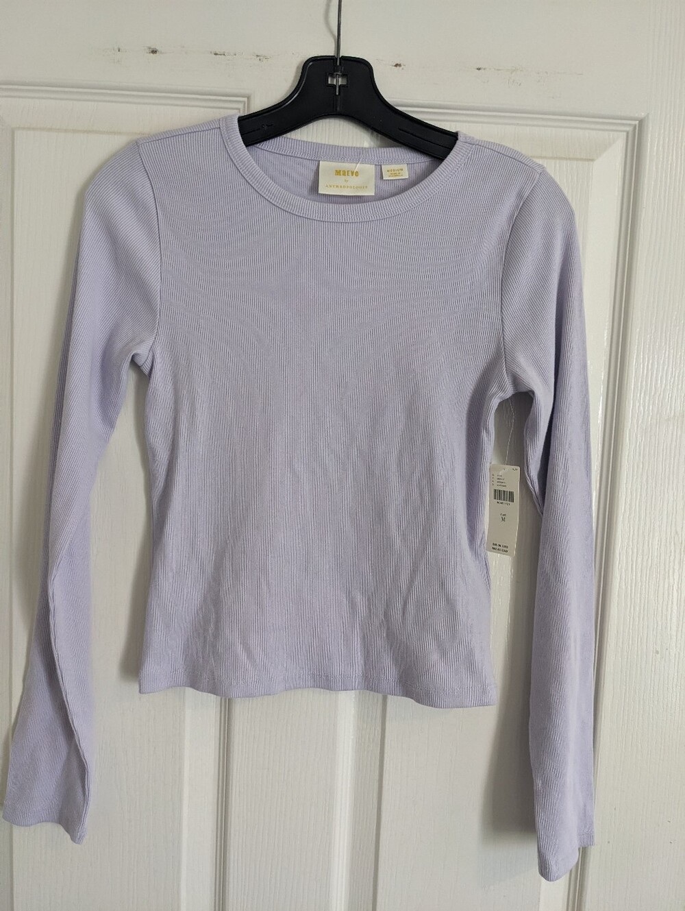 Anthropologie Blair cropped Long Sleeve Crewneck Top - Lavender - Picture 2 of 6